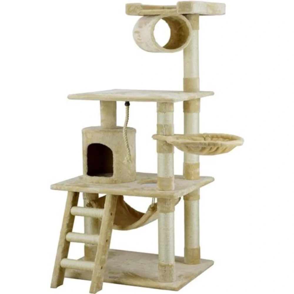 Classic Cat Tree Faux Fur Finish Sisal Rope Scratcher, 62